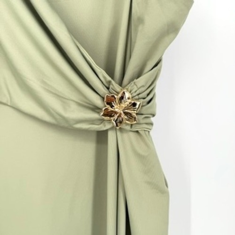 NWT Peppermayo Anette Maxi Dress Sage Green Strapless Gold Detail Cutout Gown 10 - Picture 7 of 16